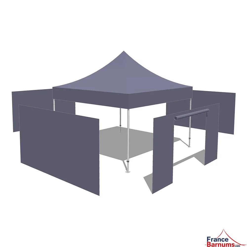 Tonnelle Pliante Alu Pro 55 LUXE M2 4mx4m BLEU CIEL + Pack Côtés PVC 580gr/m²