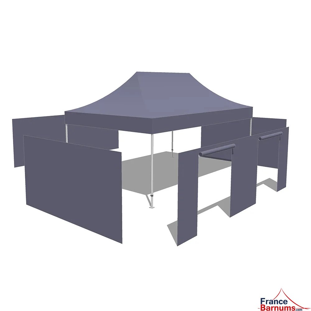 Tonnelle Pliante Alu Pro 55 LUXE M2 4mx6m (4 pieds) BLEU CIEL + Pack Côtés 580gr/m²