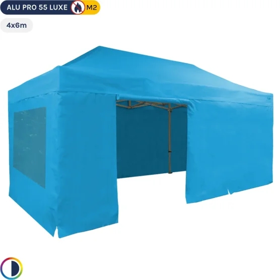 Tente Pliante Alu Pro 55 LUXE M2 4mx6m BLEU CIEL + Pack Fenêtres 580gr/m² Tente Pliante Alu Pro 55 LUXE M2 4mx6m BLEU CIEL + Pack Fenêtres 580gr/m²