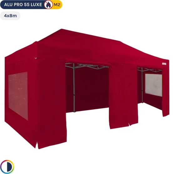 Tente Pliante Alu Pro 55 LUXE M2 4mx8m ROUGE + Pack Fenêtres 580gr/m² Tente Pliante Alu Pro 55 LUXE M2 4mx8m ROUGE + Pack Fenêtres 580gr/m²