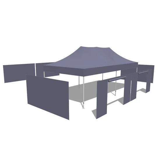 Tonnelle pliante Alu Pro 55 LUXE M2 4mx8m ROUGE + Pack Côtés 580gr/m²