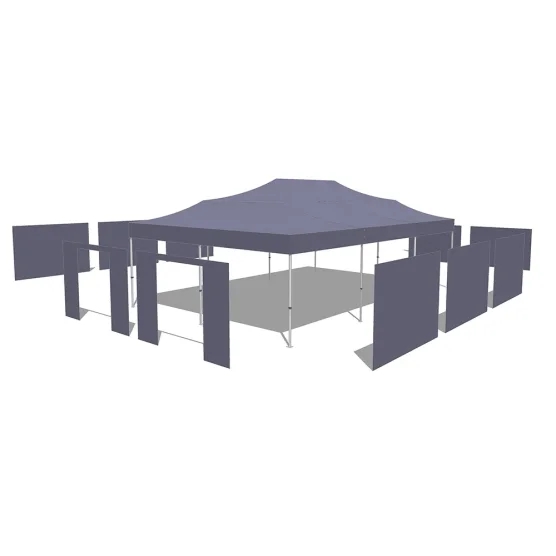 Tonnelle Pliante ALU PRO Blanc 6mx9m (54m²) Ø55mm et Pack Côtés 380g/m² M2