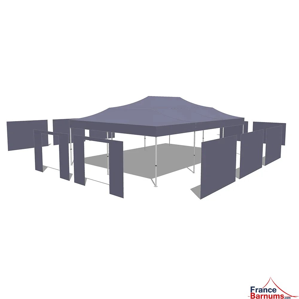 Tonnelle Pliante ALU PRO Blanc 6mx9m (54m²) Ø55mm et Pack Côtés 380g/m² M2