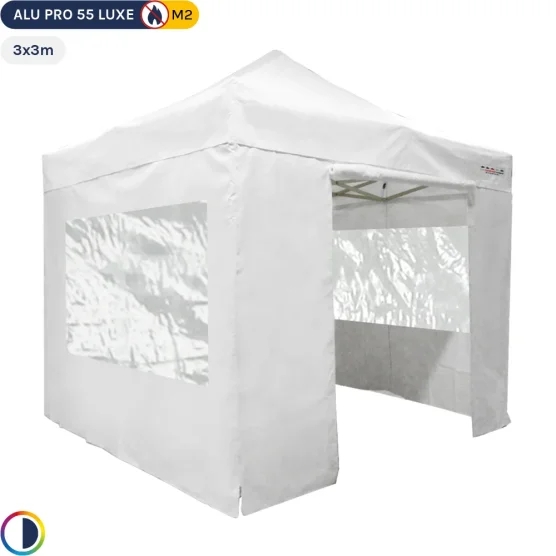 Tente Pliante Alu Pro 55 LUXE M2 3mx3m BLANC + Pack Fenêtres 580gr/m² Tente Pliante Alu Pro 55 LUXE M2 3mx3m BLANC + Pack Fenêtres 580gr/m²