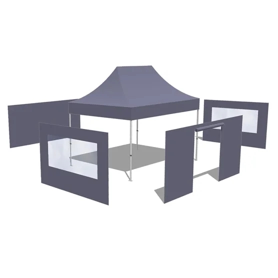 Tonnelle Pliante Alu Pro 55 LUXE M2 3mx4,5m en PVC 580g/m² BLEU + Pack Fenêtres