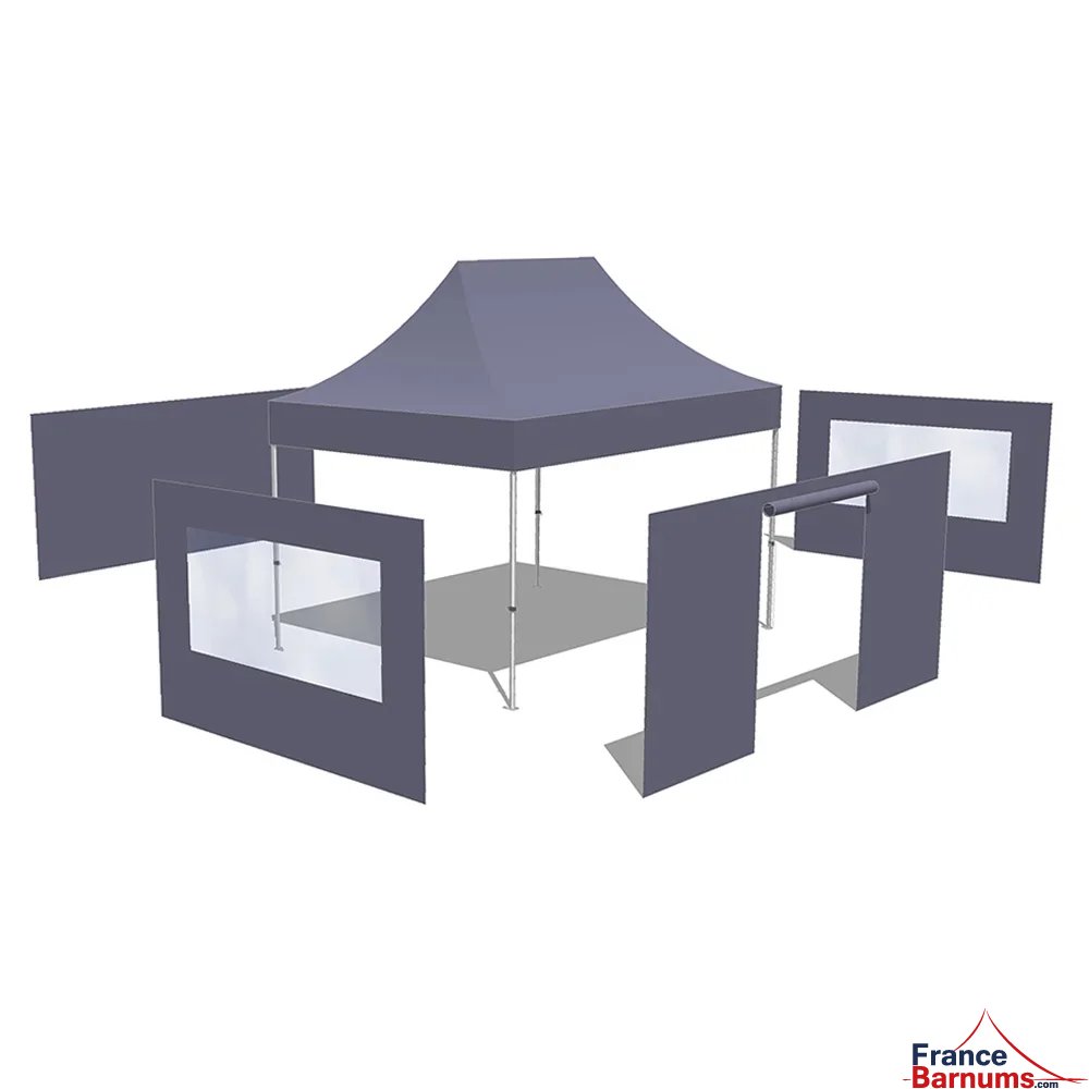 Tonnelle Pliante Alu Pro 55 LUXE M2 3mx4,5m BLEU CIEL + Pack Fenêtres 580gr/m²