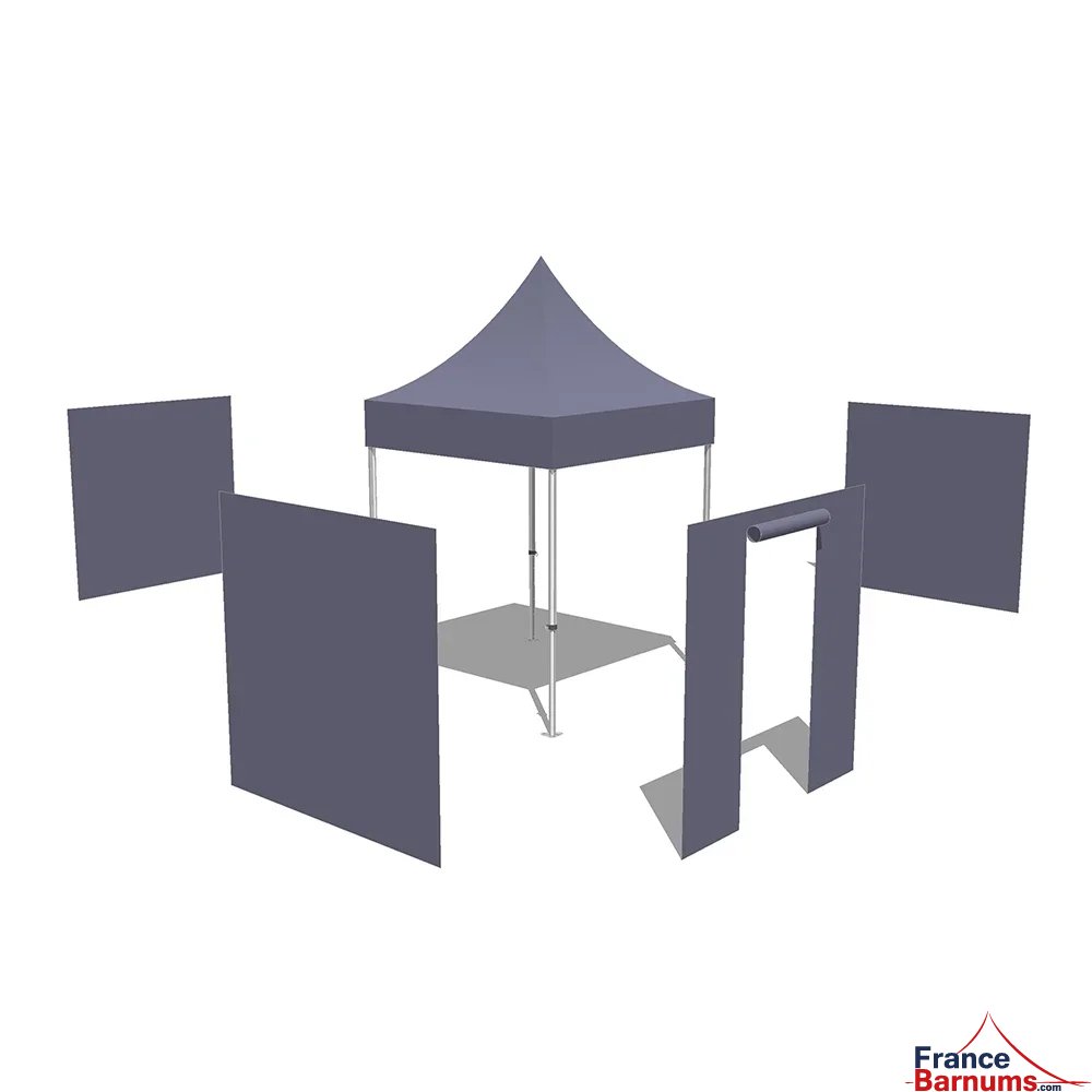 Tonnelle Pliante Acier Semi Pro 2mx2m NOIR avec Pack 4 Côtés