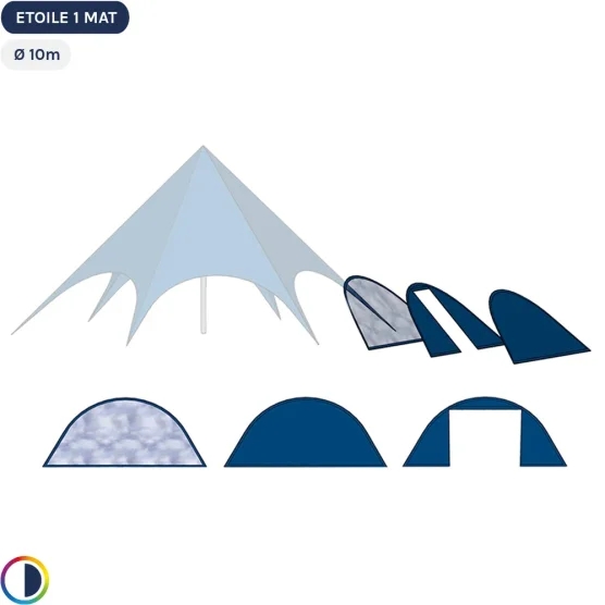Parois bleues pour star tente Ø10m