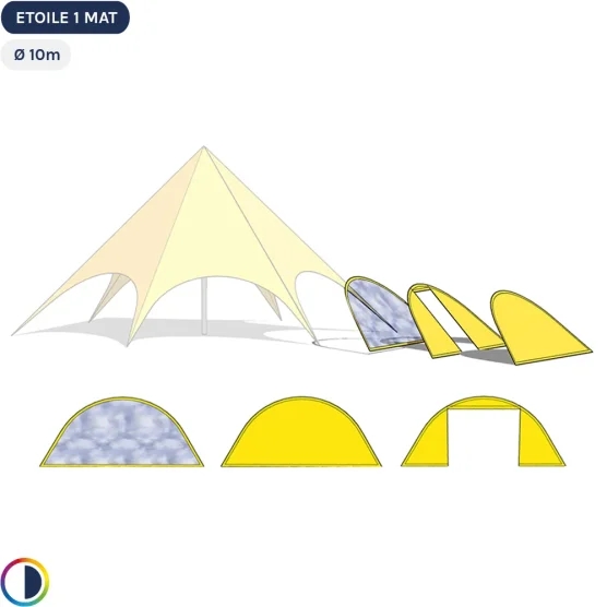 Parois jaunes pour star tente Ø10m