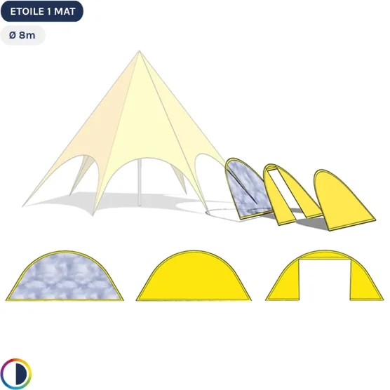 Parois jaunes pour star tente Ø8m Parois jaunes pour star tente Ø8m