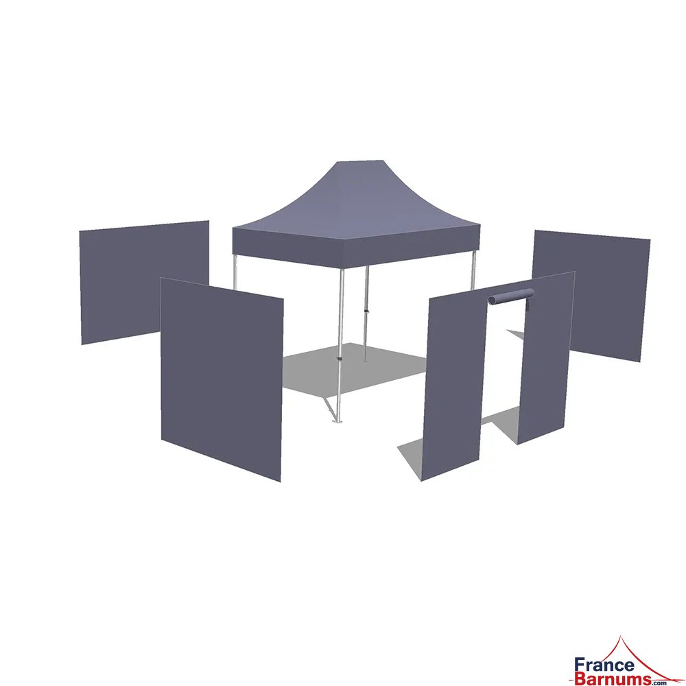 Tonnelle Pliante Acier Semi Pro 2mx3m NOIR avec Pack 4 Côtés