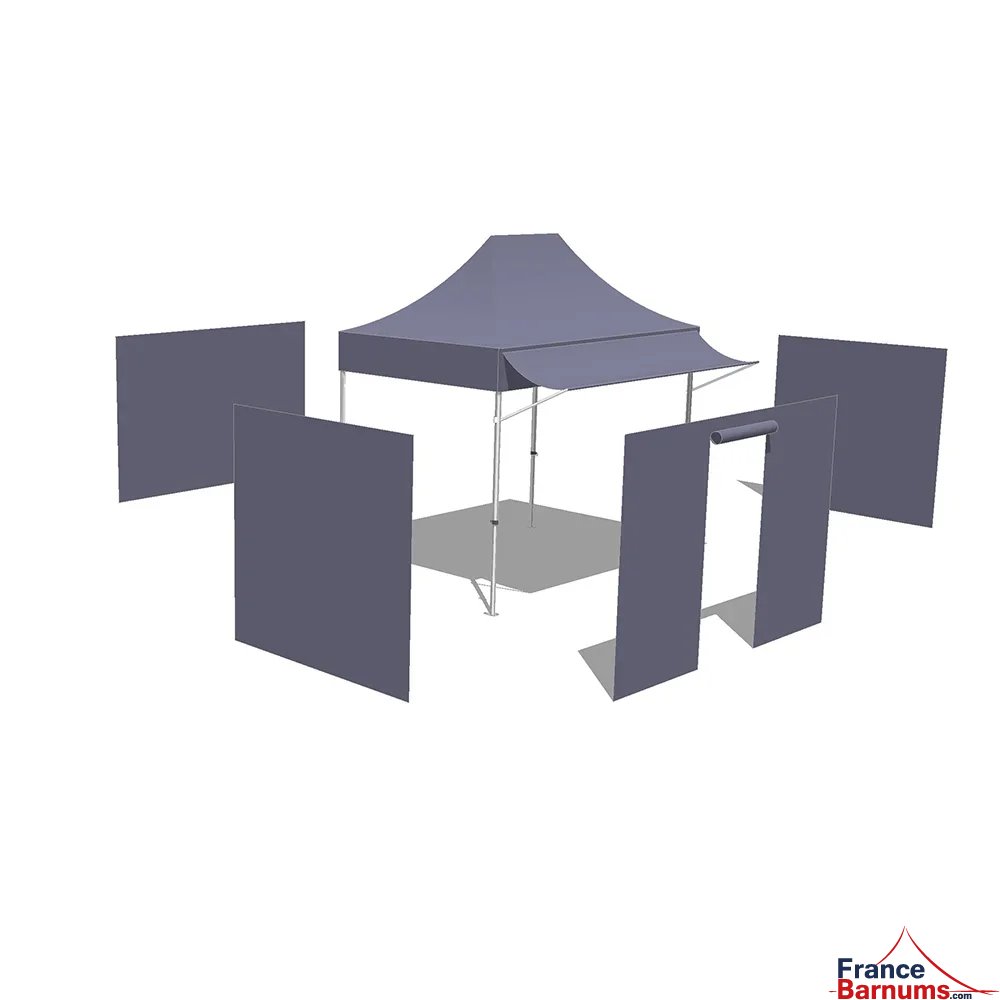 Tonnelle Pliante Acier Semi Pro 2mx3m BLANC avec Pack 4 Côtés et Casquette amovible