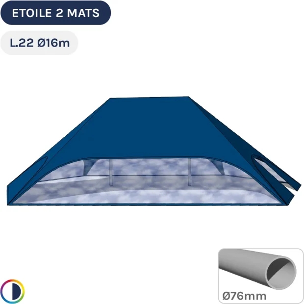 Tente de réception - Tente étoile BLEUE L.22m Ø16m avec Pack Fenêtres