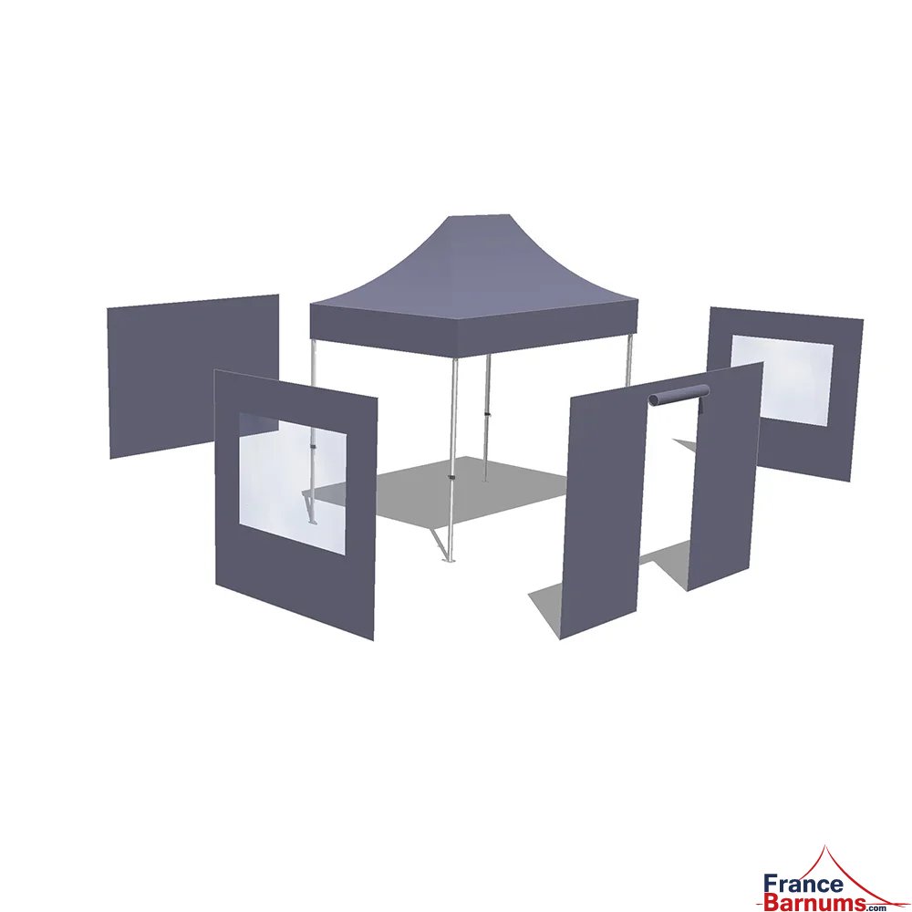 Tonnelle Pliante Acier Semi Pro 2mx3m BLEU avec Pack Fenêtres