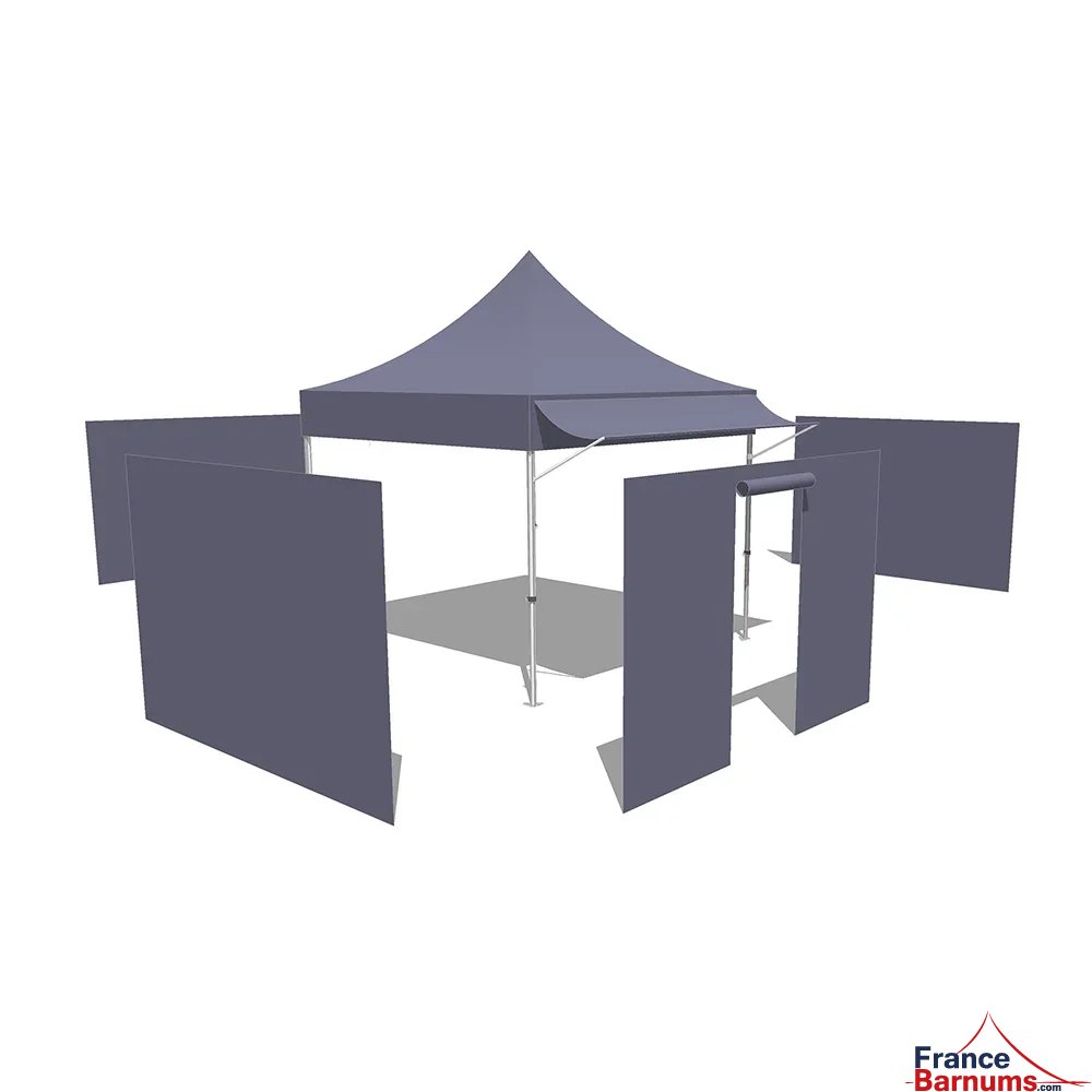 Tonnelle Pliante Acier Semi Pro 3mx3m BLANC avec Pack 4 Côtés et Casquette amovible