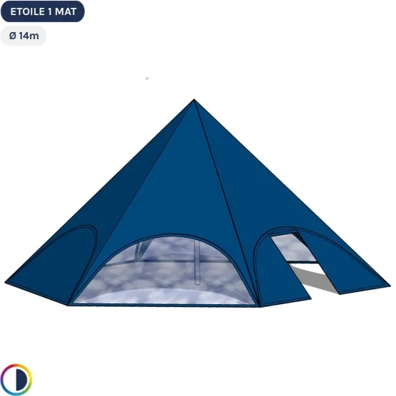 Star tente BLEUE Ø14m avec Pack Fenêtres Star tente BLEUE Ø14m avec Pack Fenêtres