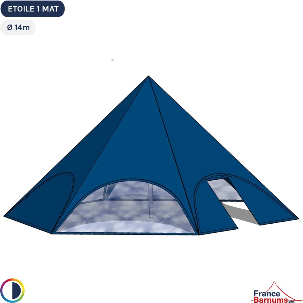 Star tente BLEUE Ø14m avec Pack Fenêtres Star tente BLEUE Ø14m avec Pack Fenêtres