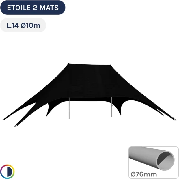 Tente de réception - Tente étoile NOIRE L.14m Ø10m