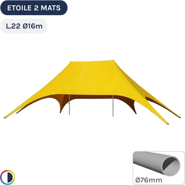 Tente de réception - Tente étoile JAUNE L.22m Ø16m