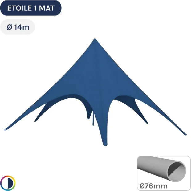 Tente de réception - Tente étoile BLEUE Ø14m