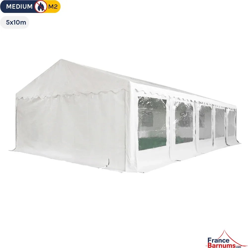 Tente de réception - Chapiteau de festivités MEDIUM en PVC de 5m x 10m avec Tubes de 38mm