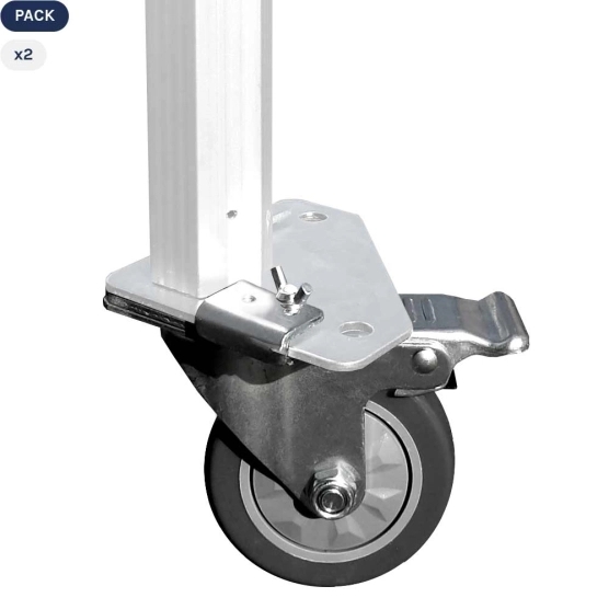 Pack de 2 roulettes pivotantes avec frein pour pied de barnum pliant