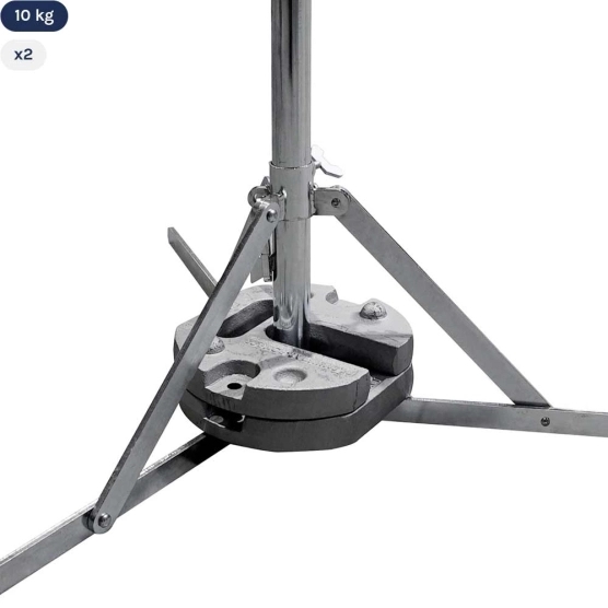 poids en fonte 10kg pour parasol forain - lot de 2 lests