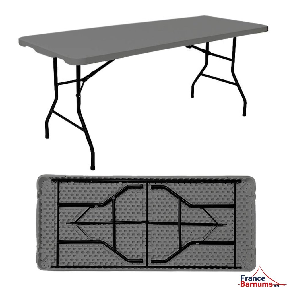 Ensemble table et 8 chaises pliantes en gris