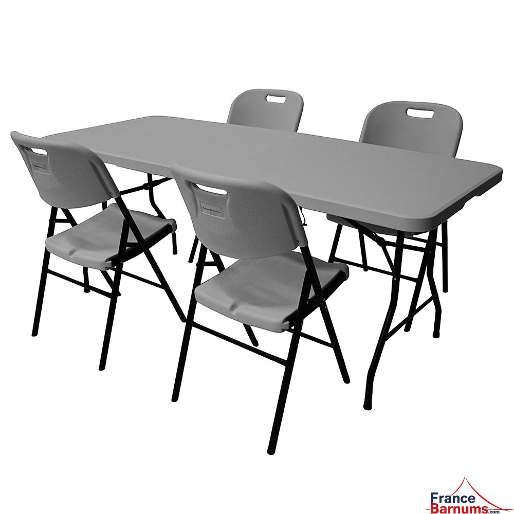 ensemble table en 1 seul tenant et 4 chaises pliantes grises ensemble table en 1 seul tenant et 4 chaises pliantes grises