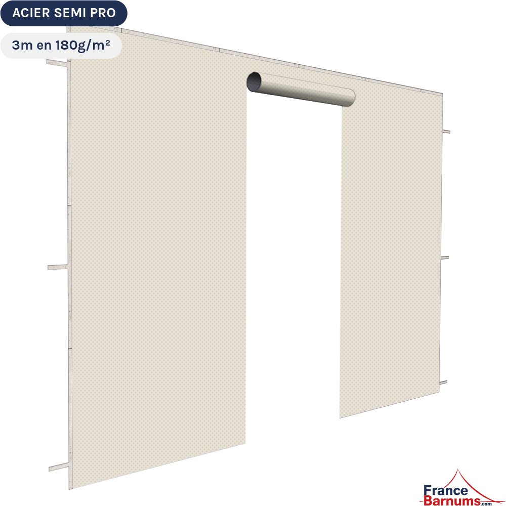 Paroi porte 3m beige 180g pour barnum pliant Acier Semi-Pro
