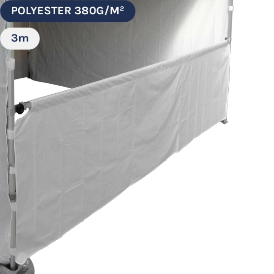 Demi-paroi blanche en 380gr/m2 de 3m pour barnum pliant