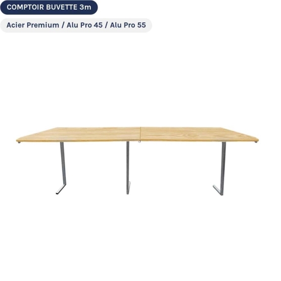Table COMPTOIR BUVETTE Pliante 3m en bois verni Table COMPTOIR BUVETTE Pliante 3m en bois verni