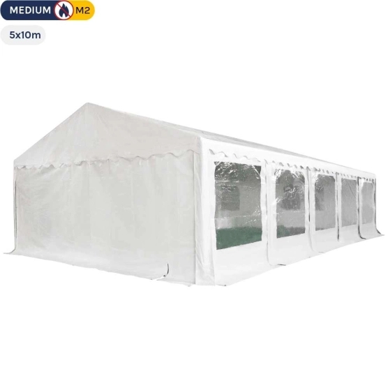 Tente de réception - Chapiteau de festivités MEDIUM en PVC de 5m x 10m avec Tubes de 38mm Tente de réception - Chapiteau de festivités MEDIUM en PVC de 5m x 10m avec Tubes de 38mm