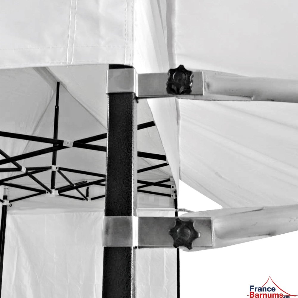 Connexions de casquette amovible -Tonnelle Acier Semi Pro 3mx3m BLANC avec Pack 4 Côtés et Casquette amovible