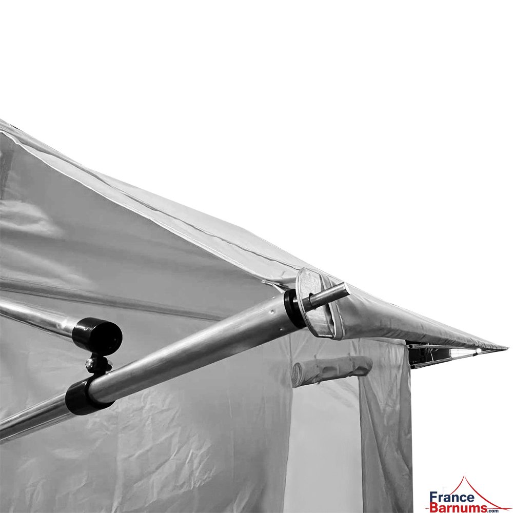 Casquette amovible -Tonnelle Acier Semi Pro 3mx3m BLANC avec Pack 4 Côtés et Casquette amovible