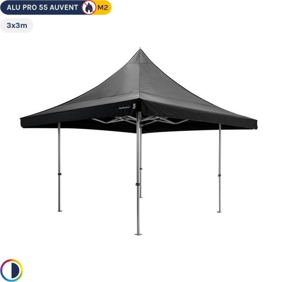 Tente Pliante Alu Pro 55 AUVENT M2 3mx3m NOIR 380gr/m²