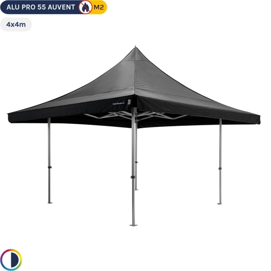 Tente Pliante Alu Pro 55 AUVENT M2 4mx4m NOIR 380gr/m²