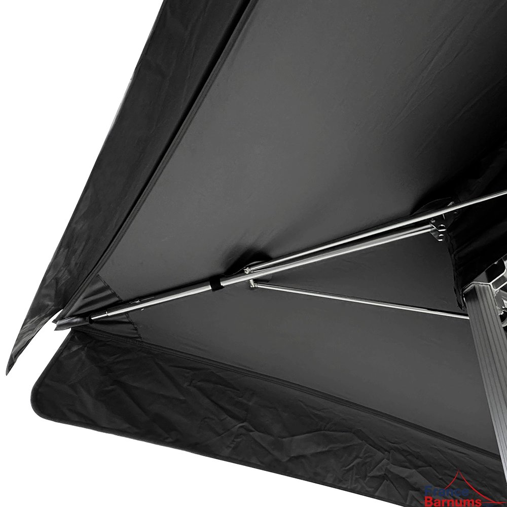 Déploiement automatique du auvent avec lambrequins voletants - gamme alu Pro 55 AUVENT M2 4x4m noir