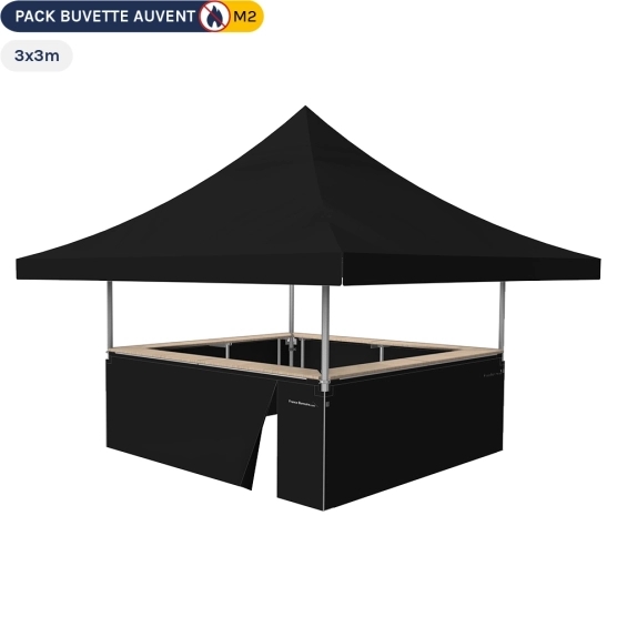 Stand buvette AUVENT 3x3m Pack complet - Noir