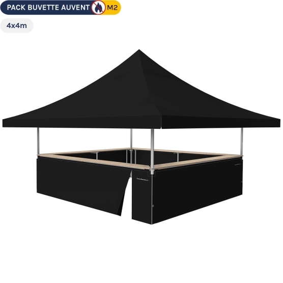 Stand buvette AUVENT 4x4m Pack complet - Noir