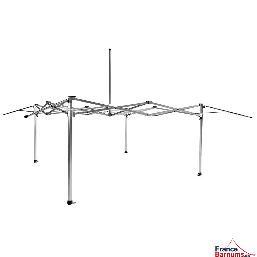 Structure dépliée du BARNUM ALU PRO 55 AUVENT 3x3m Pack buvette complet - Noir