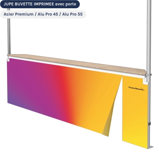 Jupe de table comptoir BUVETTE de 3m ou 4m IMPRIMÉE, avec porte zippée