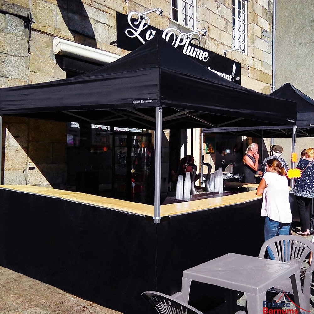 Jupe de table comptoir de 3m ou 4 m en PVC 580gr/m² sur stand buvette