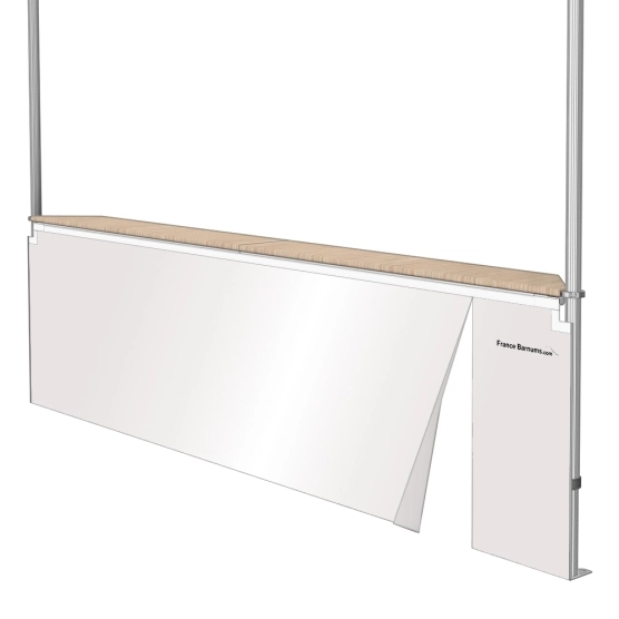 Jupe de table comptoir de 4m en PVC 580gr/m² BLANCHE avec porte zip