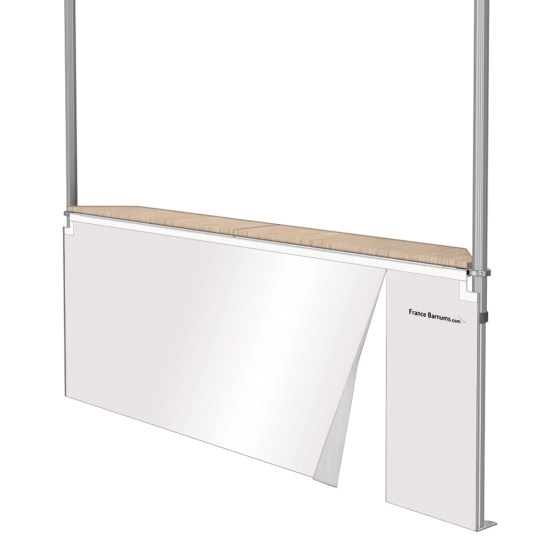 Jupe de table comptoir de 3m en PVC 580gr/m² BLANCHE avec porte zip