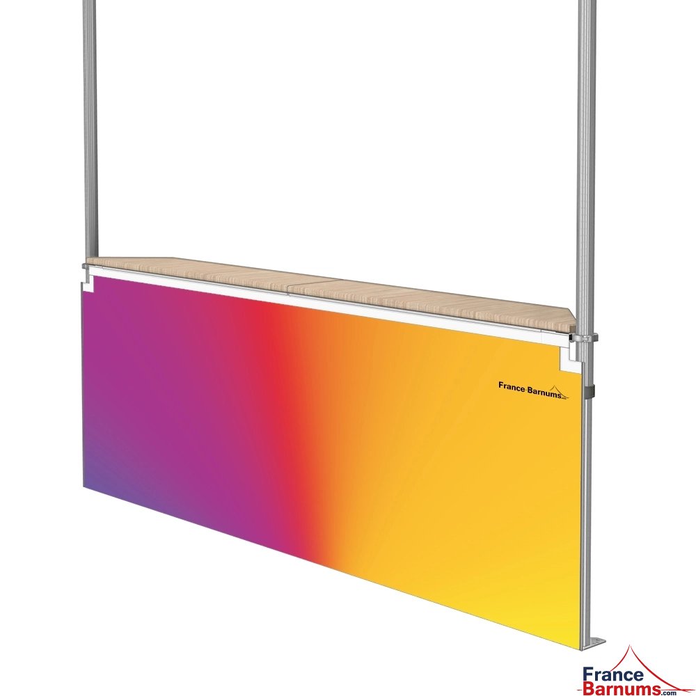 Jupe de comptoir buvette personnalisable pour stand buvette auvent  - demi mur plein