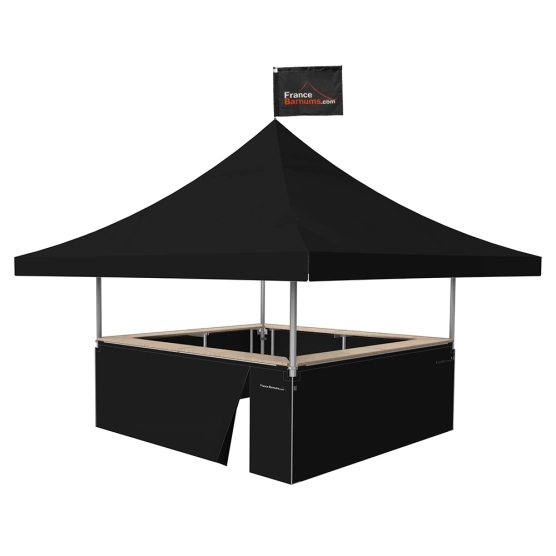 Stand Buvette Alu PRO 55 AUVENT avec son drapeau signalétique imprimé RECTO / VERSO