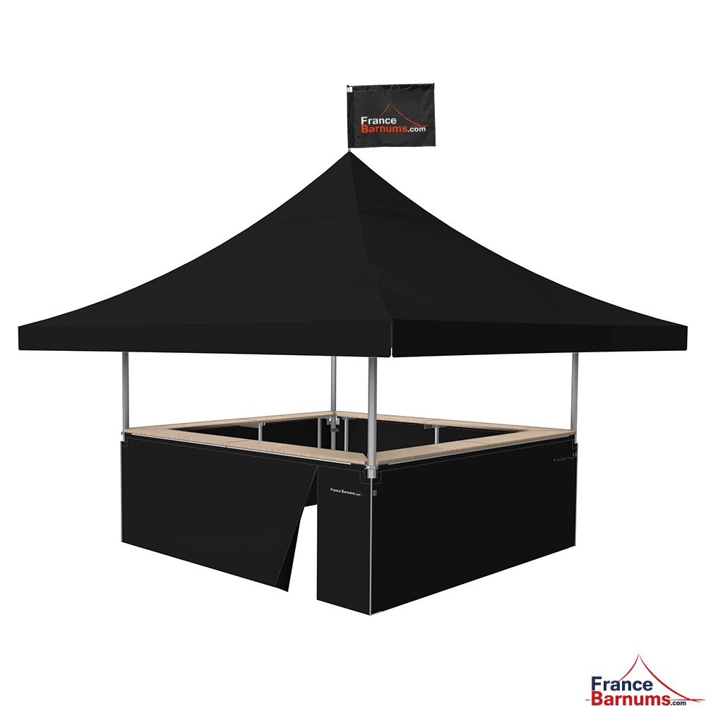 Stand Buvette Alu PRO 55 AUVENT avec son drapeau signalétique imprimé RECTO / VERSO