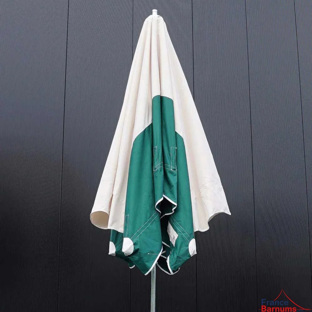 Parasol forain télescopique 250x300cm VERT et BEIGE plié