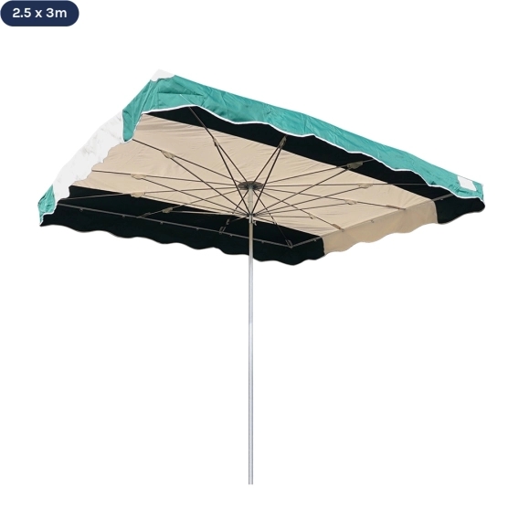 Parasol de marché télescopique 2,5mx3m bicolore VERT et BEIGE